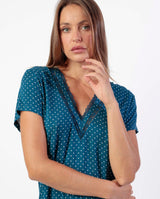 Pigiama Donna Pantane Lungo e Manica Corta in Tessuto Saten art 64104