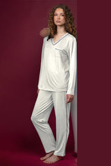 PIJAMA CUELLO PICO LUXURY PEARL C 64605-0
