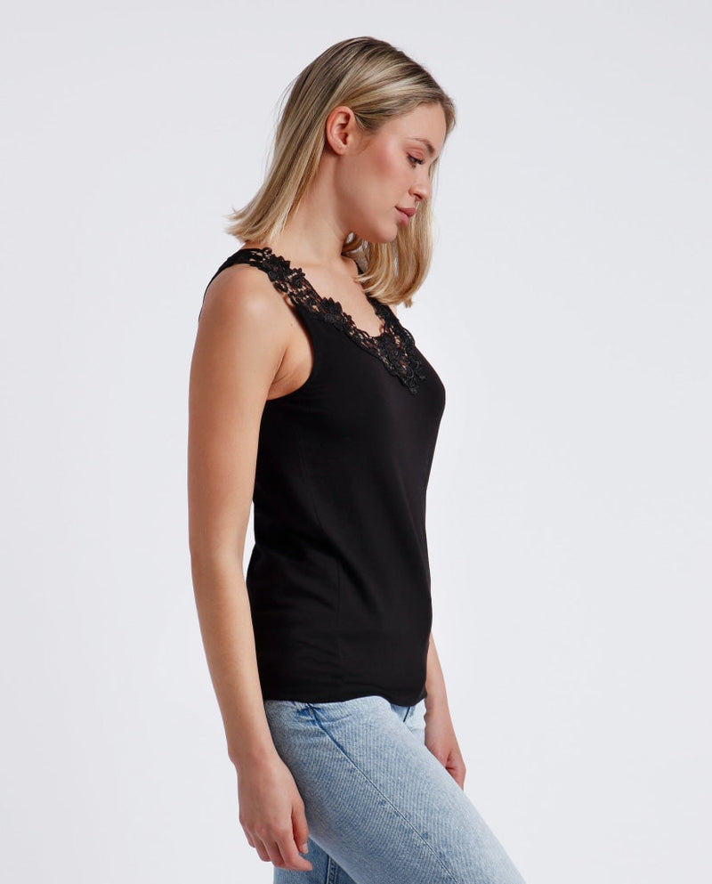 CAMISETA ESCOTE GUIPUR 43485-0 - T-SHIRT & TOP DONNA