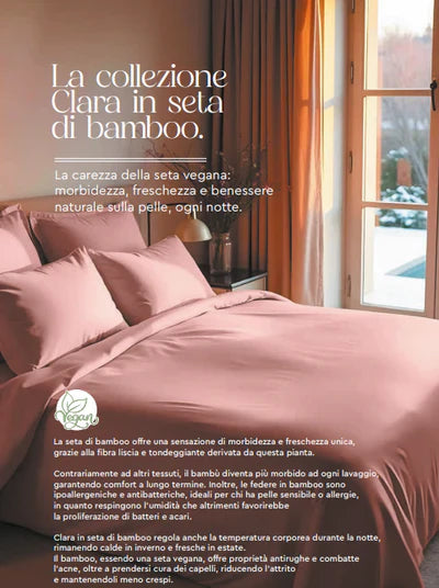 BIANCALUNA | Coppia Federe Letto in Seta di Bamboo CLARA