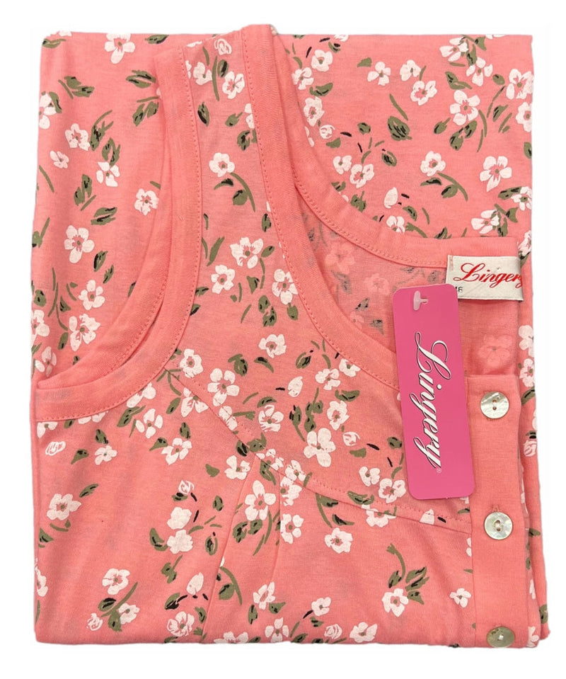 Camicia Da Notte 100 % Cotone Art.9089 0089 - Rosa / 56 - 