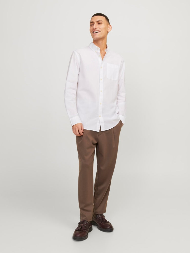 Camicia in Misto Lino manica lunga e Bottoncini 12182486 -