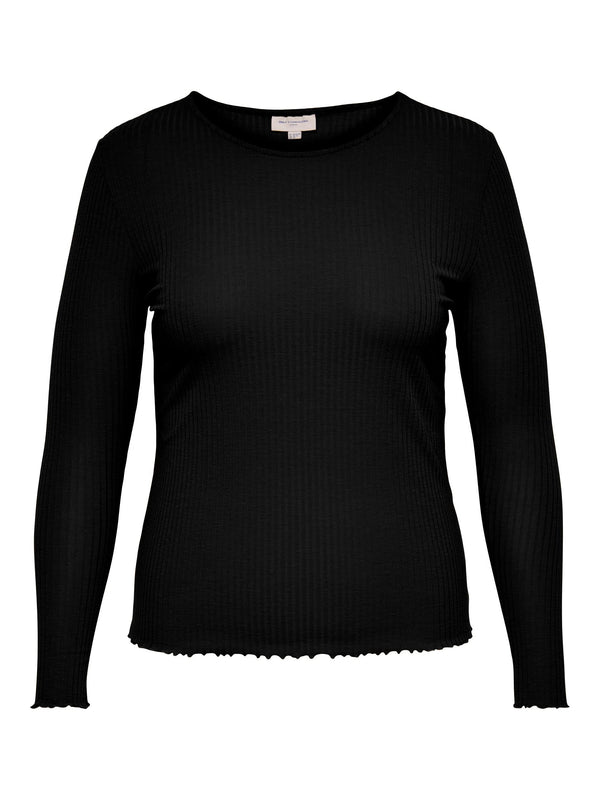 CARALLY LS O-NECK TOP JRS 15274237 - BLACK / S-42/44-