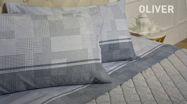 Completo Letto 1 Piazza 100 % Cotone OLIVIER 1P - Grigio /