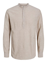 JJLINEN BLEND BAND HALF PLACKET SHIRT LS 12248593