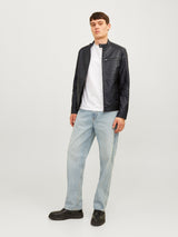 JJEDYLAN PU BIKER JACKET NOOS 12261196 - GIUBBOTTO UOMO