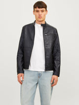 JJEDYLAN PU BIKER JACKET NOOS 12261196 - GIUBBOTTO UOMO