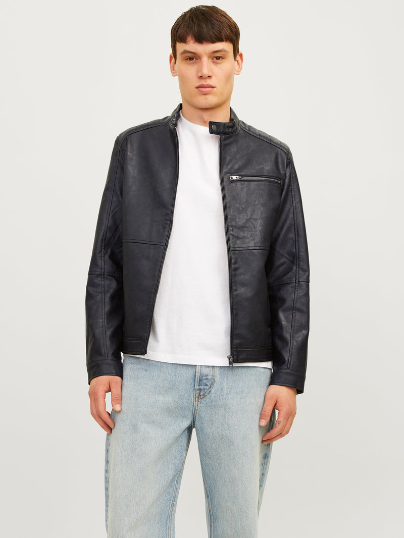 JJEDYLAN PU BIKER JACKET NOOS 12261196 - GIUBBOTTO UOMO