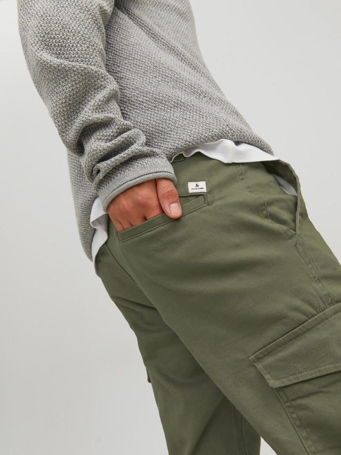 Jack & Jones - Pantaloni cargo affusolati a fondo ampio grigi con Jack & Jones - Pantaloni cargo affusolati a fondo ampio grigi con