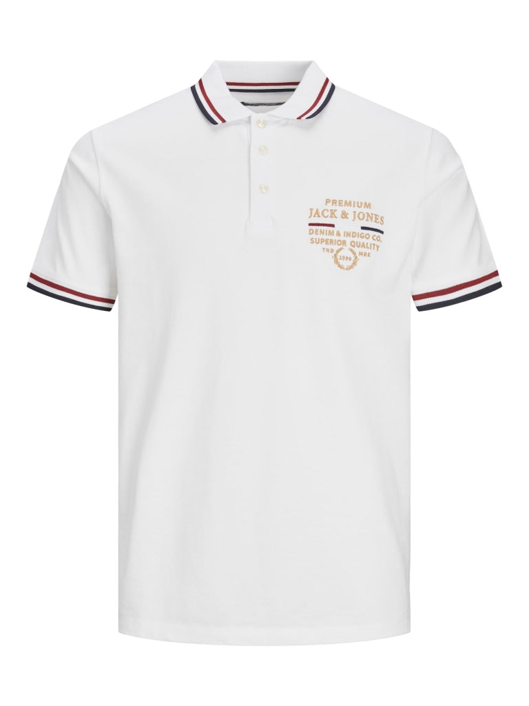 JPRBLULUCAS SS POLO SG 12236306 - Bright White / S - T-SHIRT