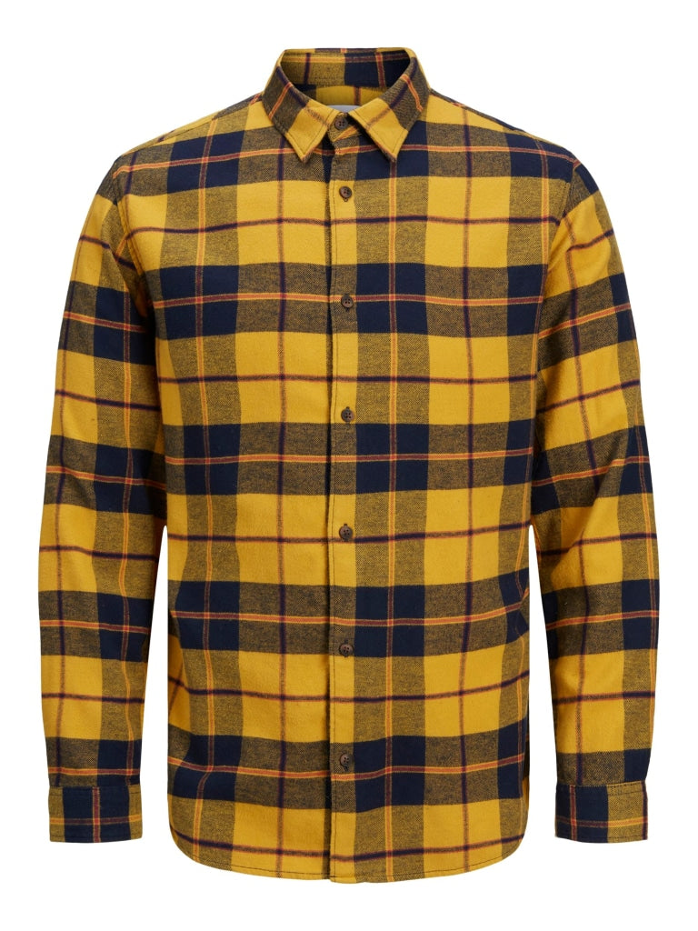 JJPLAIN AUTUMN CHECK SHIRT LS 12212591 - Harvest Gold / L- -