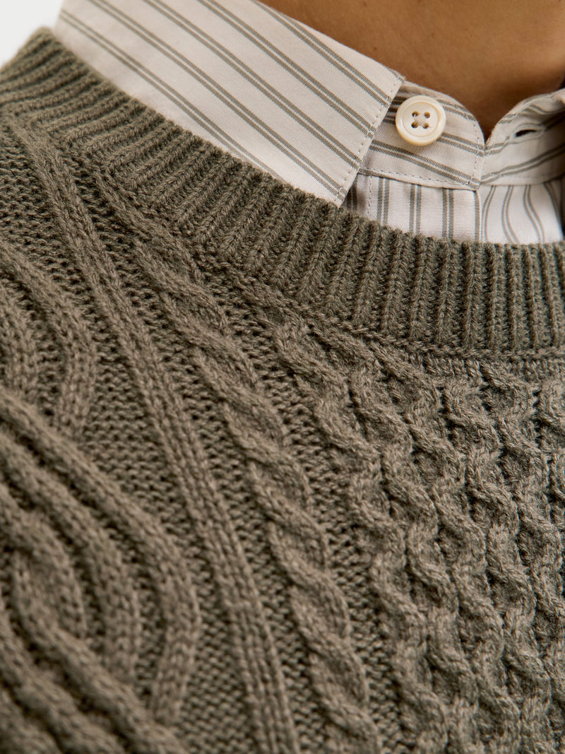 JPRBLUSEAN KNIT CABLE CREW NECK SN 12283486 - MAGLIERIA &