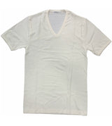 Maglia uomo scollo a V manica corta in cotone sulla pelle e 