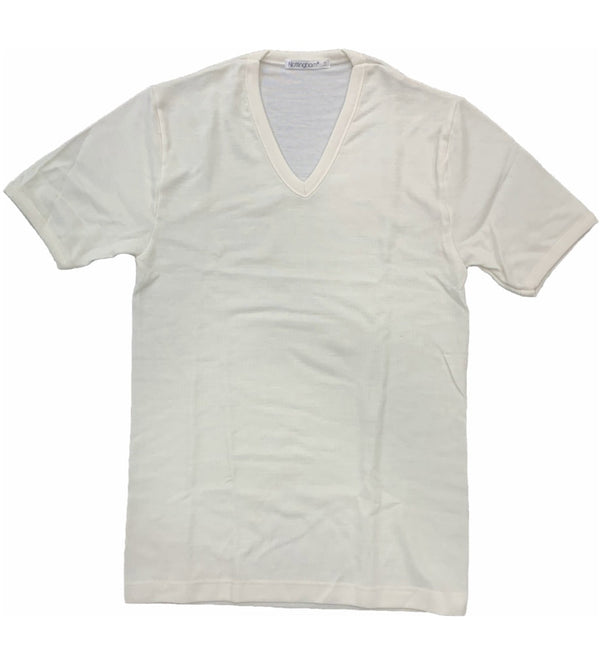 Maglia uomo scollo a V manica corta in cotone sulla pelle e 