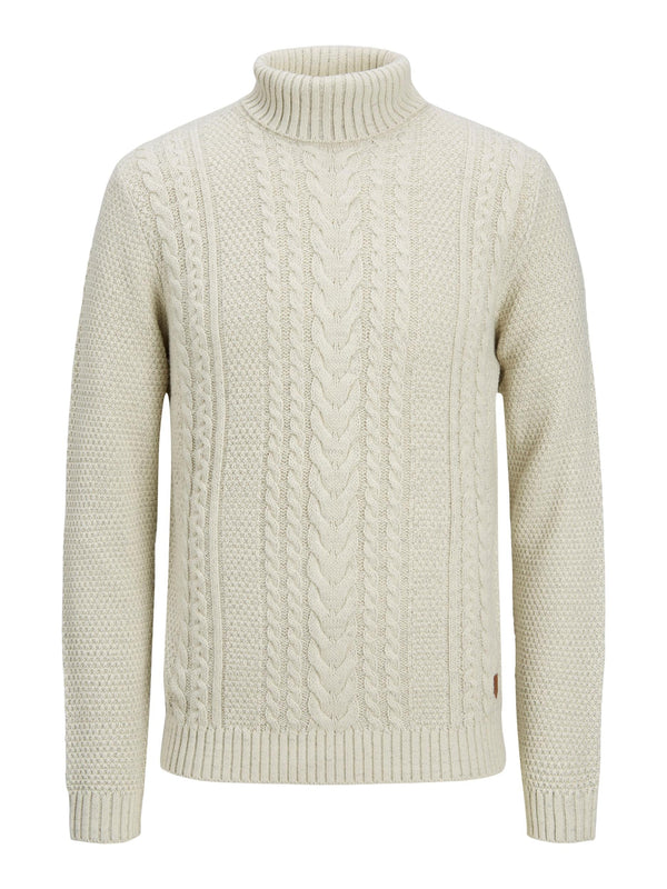 Maglione Uomo A Dolcevita E Trecce 12220811 - White Melange 