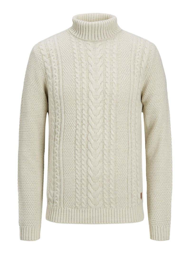 Maglione Uomo A Dolcevita E Trecce 12220811 - White Melange 