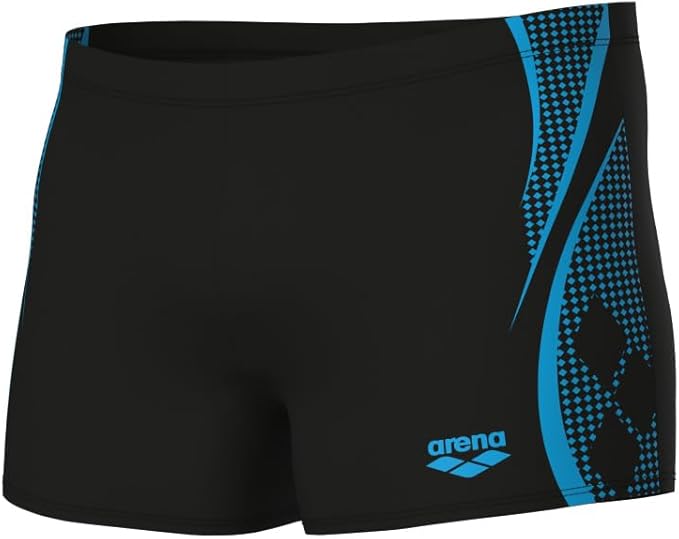 MEN’S SWIM SHORT GRAPHIC BLACK-TURQUOISE. 007621_580