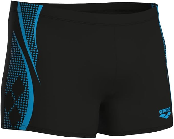 MEN’S SWIM SHORT GRAPHIC BLACK-TURQUOISE. 007621_580