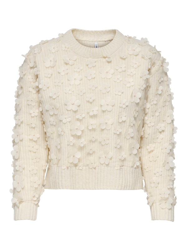 ONLHUA LIFE LS FLOWER DETAIL O-NECK KNT 15362583