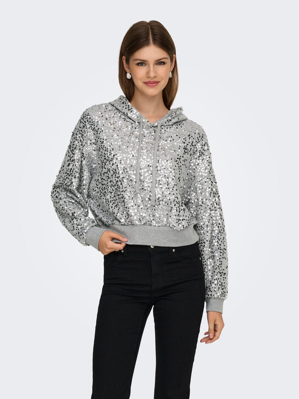 ONLJADA L/S SEQUINS HOOD SWT 15358838 - MAGLIERIA & FELPE
