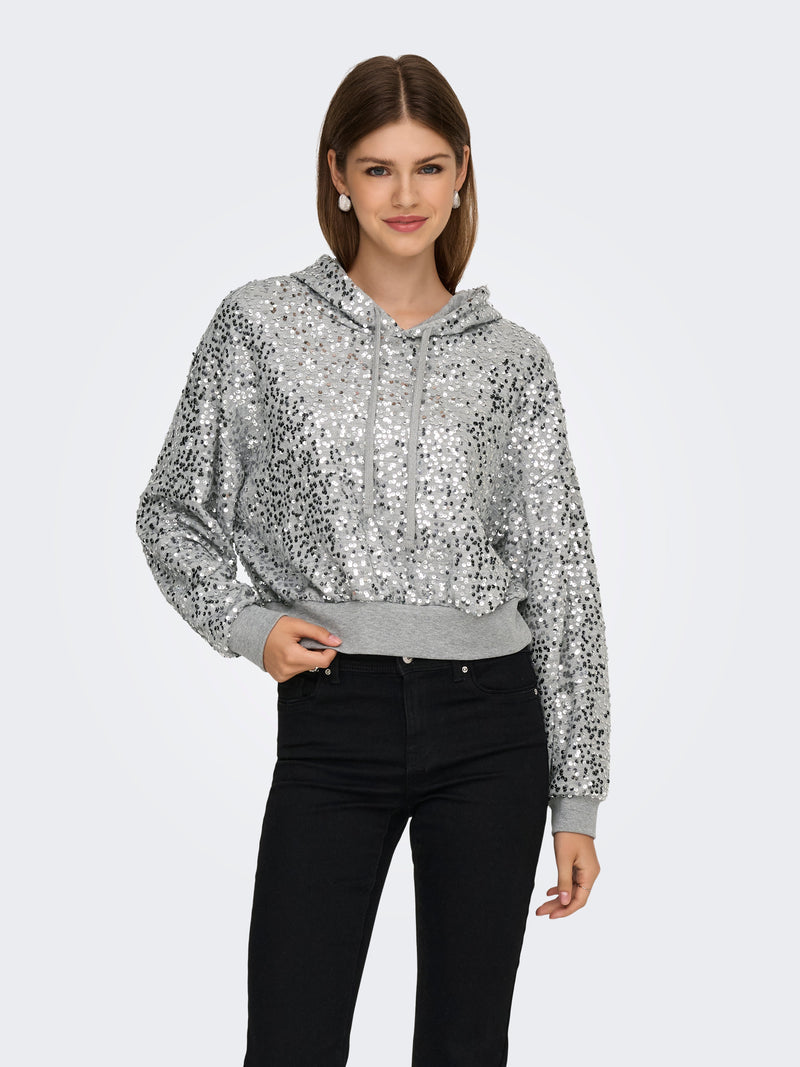 ONLJADA L/S SEQUINS HOOD SWT 15358838 - MAGLIERIA & FELPE