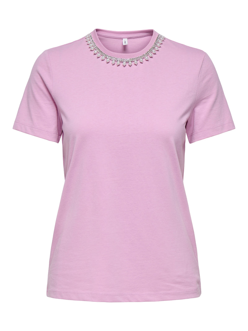 ONLJOLLY LIFE S/S REG PEARL TOP JRS 15356167 T SHIRT & TOP