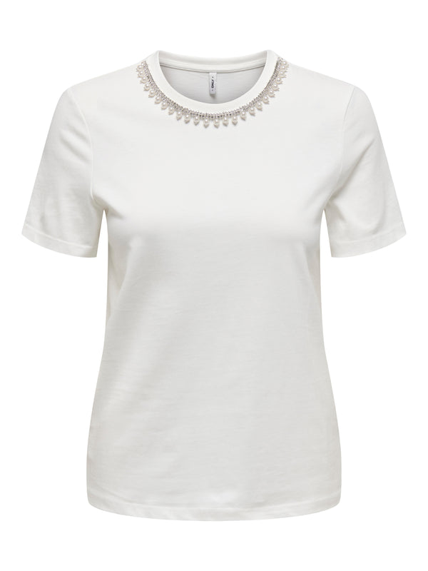 ONLJOLLY LIFE S/S REG PEARL TOP JRS 15356167 T SHIRT & TOP