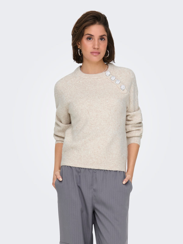 ONLLAUREN LIFE LS O-NECK BUTTON KNT 15327661 - MAGLIERIA &