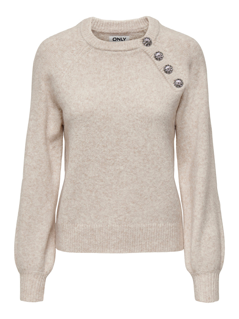 ONLLAUREN LIFE LS O-NECK BUTTON KNT 15327661 - MAGLIERIA &