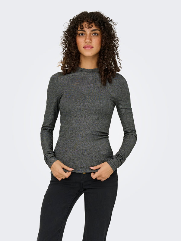 ONLLENA L/S O NECK GLITTER RIB TOP JRS 15357897 T SHIRT &