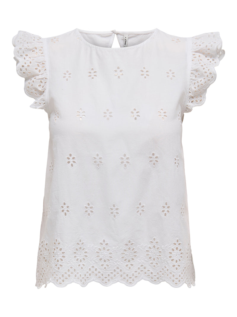 ONLLOU LIFE EMB S/S OPEN BACK TOP PTM 15342568 - T-SHIRT &
