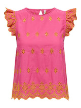 ONLLOU LIFE EMB S/S OPEN BACK TOP PTM 15342568 - T-SHIRT &