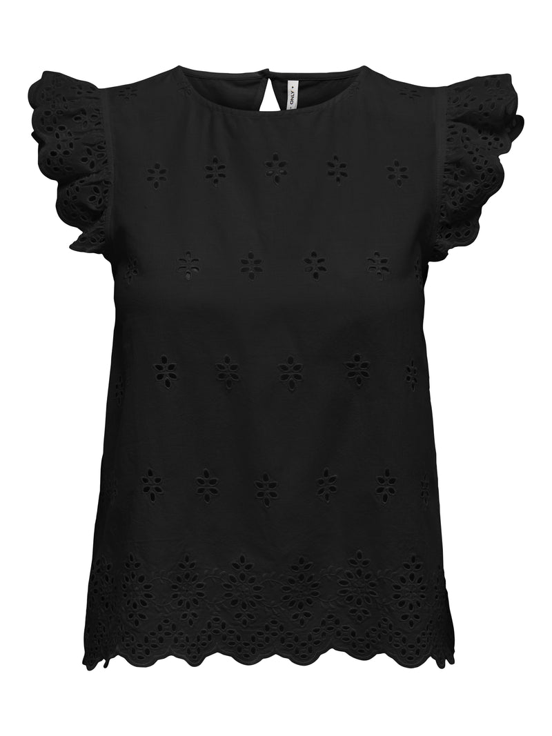 ONLLOU LIFE EMB S/S OPEN BACK TOP PTM 15342568 - T-SHIRT &