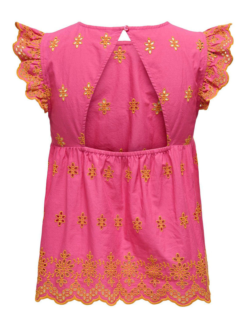 ONLLOU LIFE EMB S/S OPEN BACK TOP PTM 15342568 - T-SHIRT &