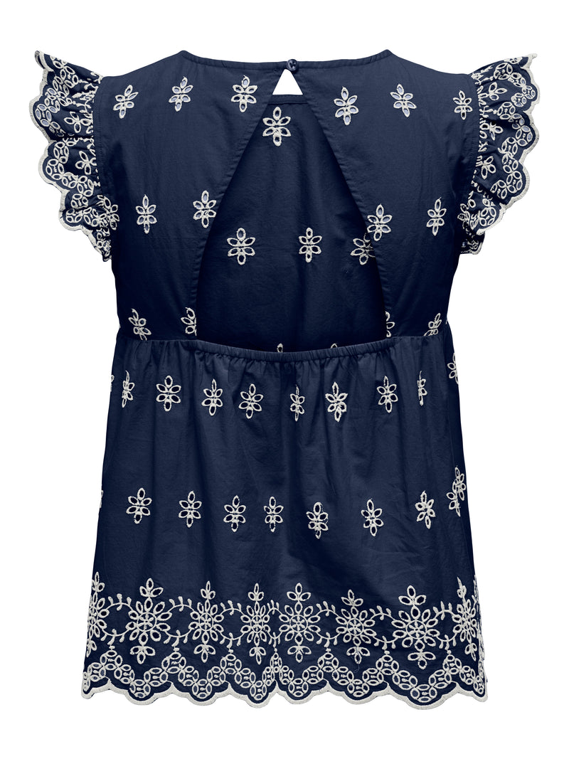 ONLLOU LIFE EMB S/S OPEN BACK TOP PTM 15342568 - T-SHIRT &