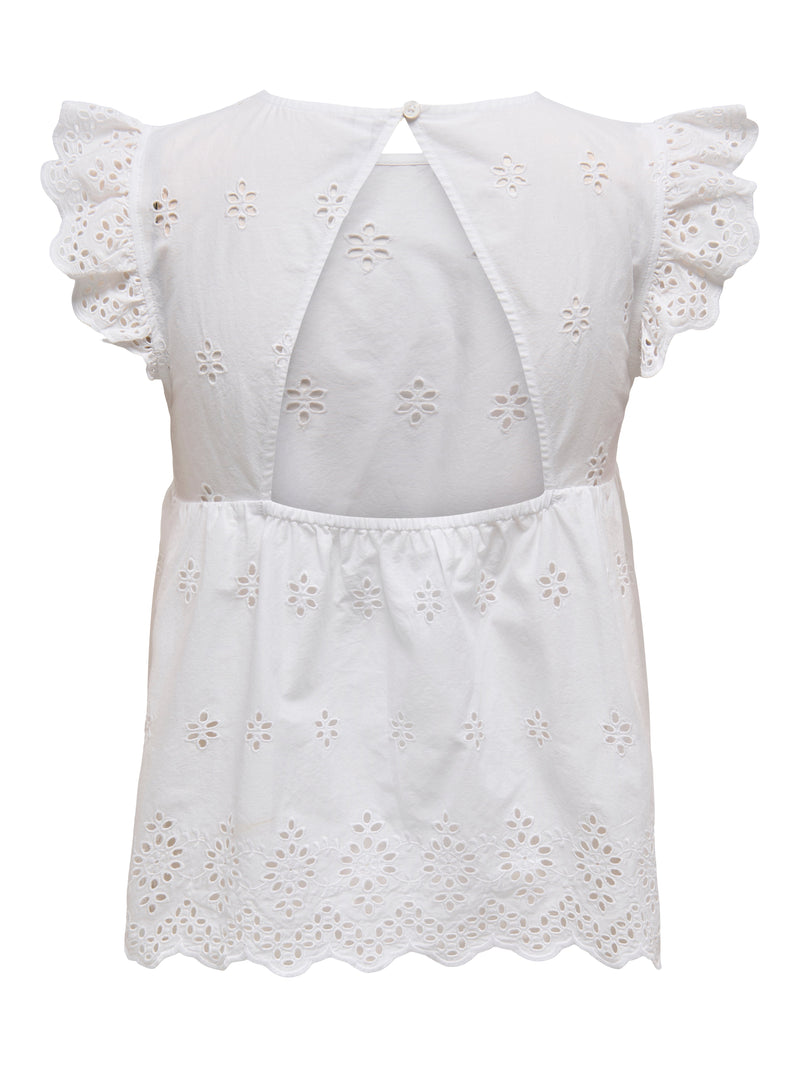 ONLLOU LIFE EMB S/S OPEN BACK TOP PTM 15342568 - T-SHIRT &