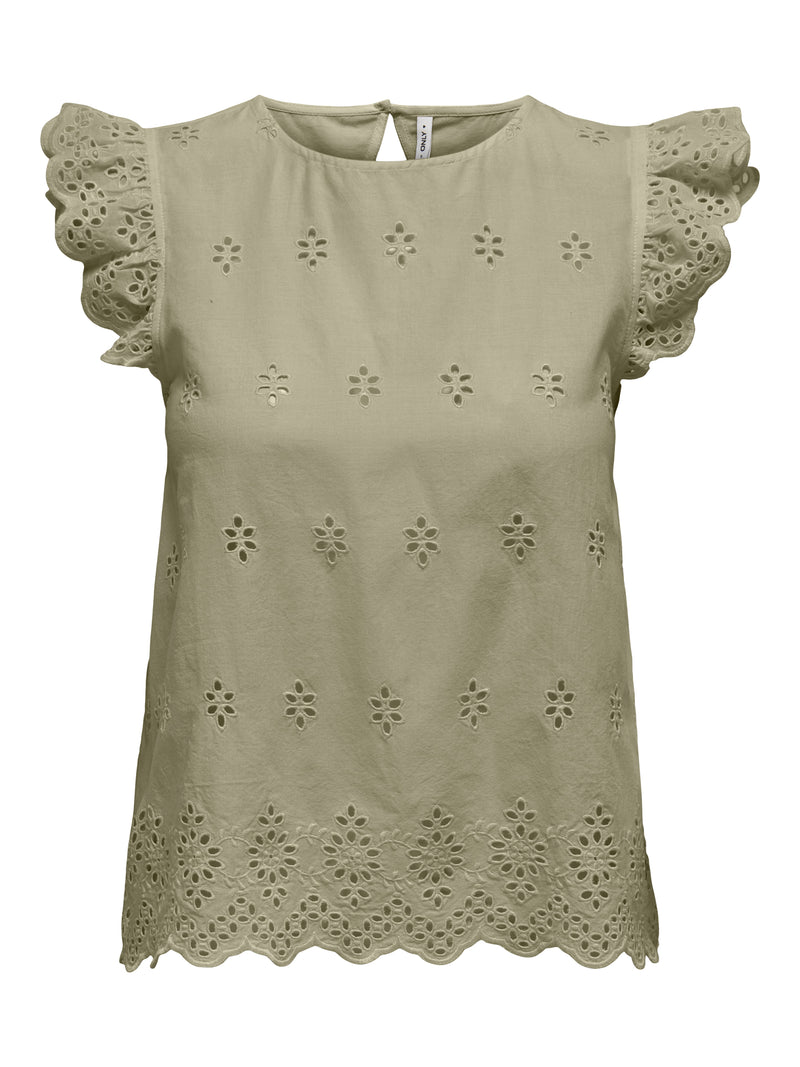 ONLLOU LIFE EMB S/S OPEN BACK TOP PTM 15342568 - T-SHIRT &