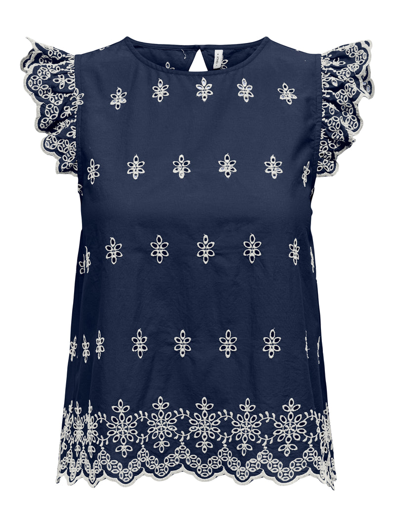 ONLLOU LIFE EMB S/S OPEN BACK TOP PTM 15342568 - T-SHIRT &