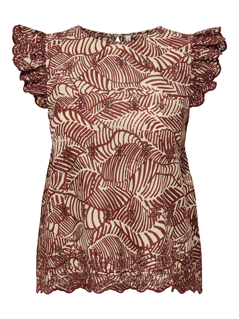 ONLLOU LIFE EMB S/S OPEN BACK TOP PTM 15342568 - T-SHIRT &