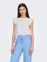 ONLLOU LIFE EMB S/S OPEN BACK TOP PTM 15342568 - T-SHIRT &