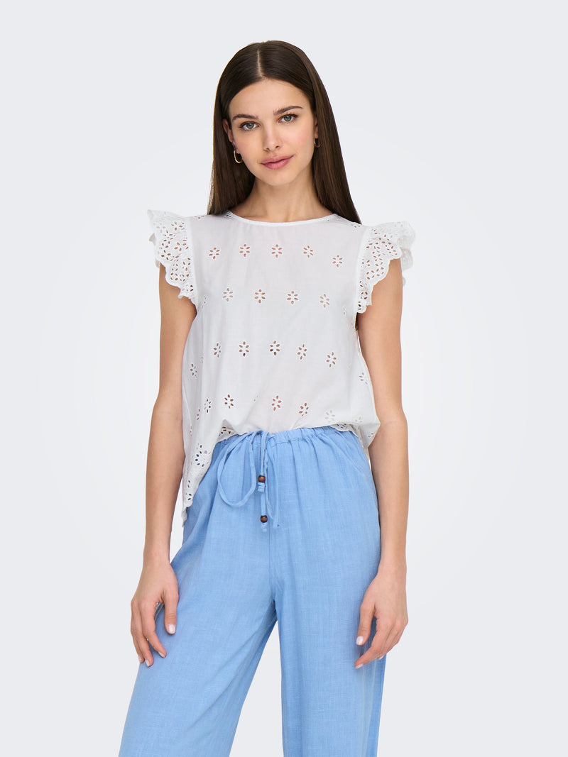 ONLLOU LIFE EMB S/S OPEN BACK TOP PTM 15342568 - T-SHIRT &