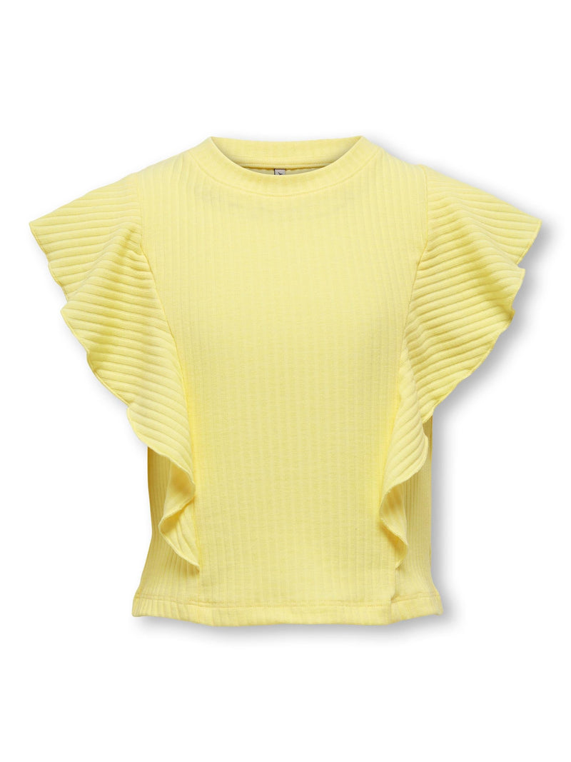 KOGNELLA S/L SHORT RUFFLE TOP JRS 15291900 - Lemon Meringue