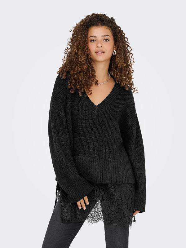ONLVIVIA LS LIFE V NECK LACE MIX KNIT 15353121 MAGLIERIA &