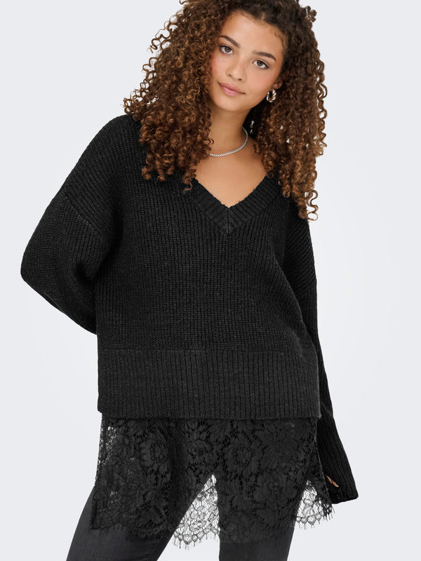 ONLVIVIA LS LIFE V NECK LACE MIX KNIT 15353121 MAGLIERIA &