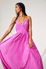 ONLELEMA S/L MAXI PLISSE DRESS BOX JRS 15207351 - Fuchsia