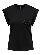 ONLFILIPPA S/S DETAIL POCKET TOP JRS 15289732 - BLACK / XS -