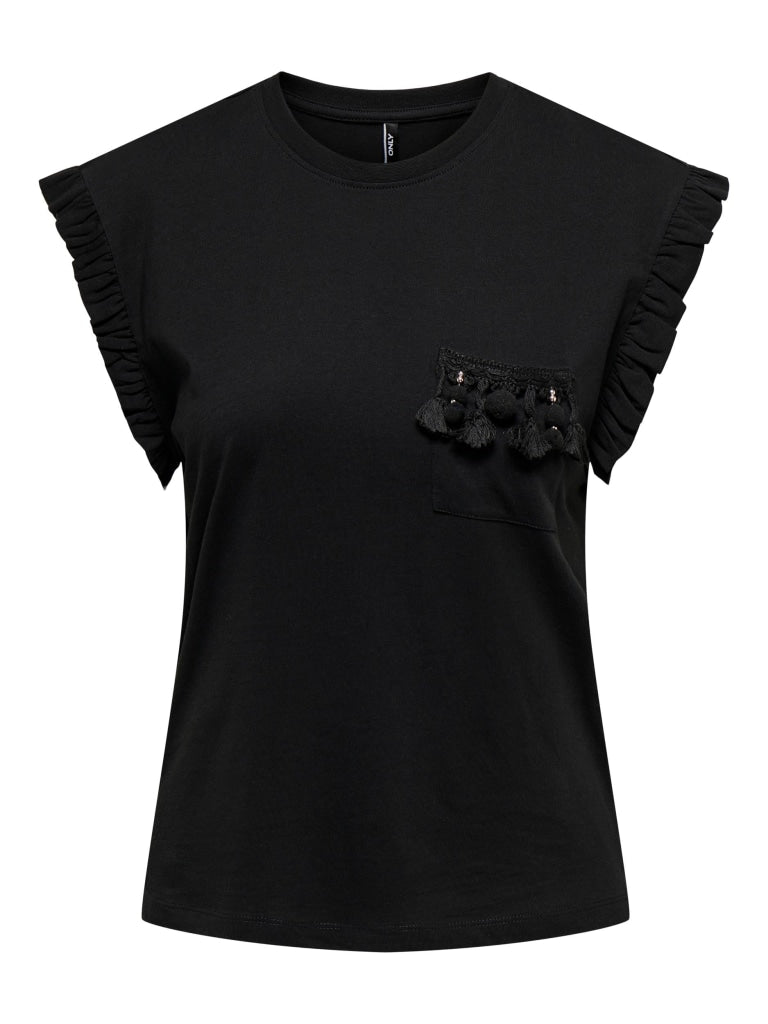 ONLFILIPPA S/S DETAIL POCKET TOP JRS 15289732 - BLACK / XS -