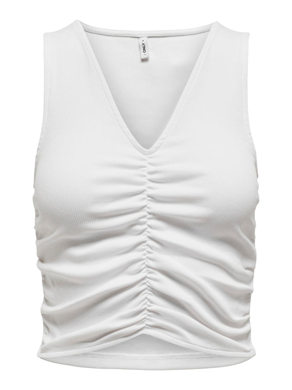 ONLNILAN LIFE S/L V-NECK TOP JRS 15322089 - WHITE / L-