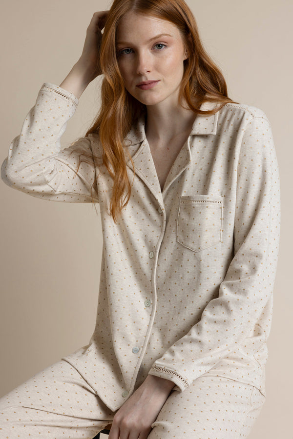 Pigiama Donna Aperto in Caldo CotoneORGANIC DOTS 63637-0