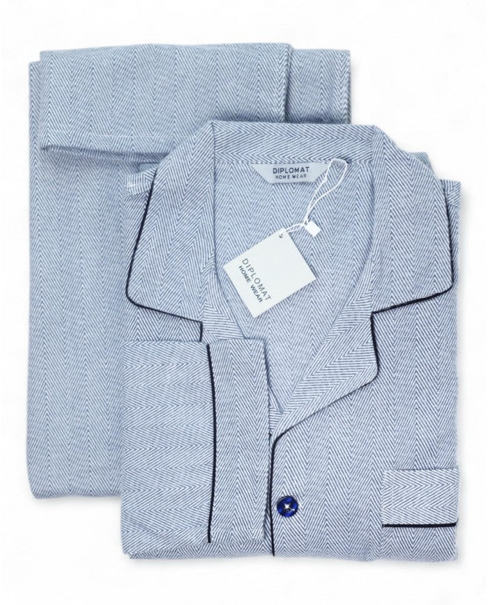 PIGIAMA UOMO APERTO FLANELLA DIPLOMAT WO607 - PIGIAMA UOMO